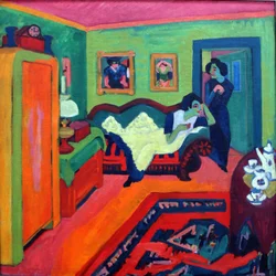 Intérieur avec deux jeunes filles
